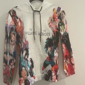 UNISEX YOUTH M HOODIE COLORFUL ANIME CHARACTERS THE VILLAINS/THE HEROS Nw/oT